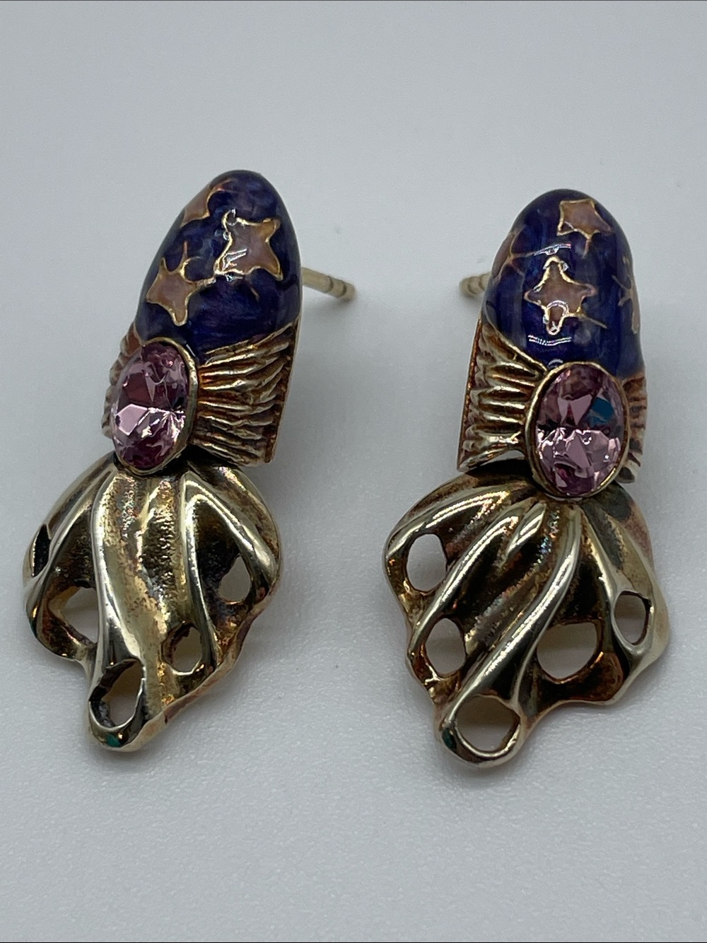 RAINE Purple Enamel & Pink Crystal Aladdin Shoe Drop Post Earrings